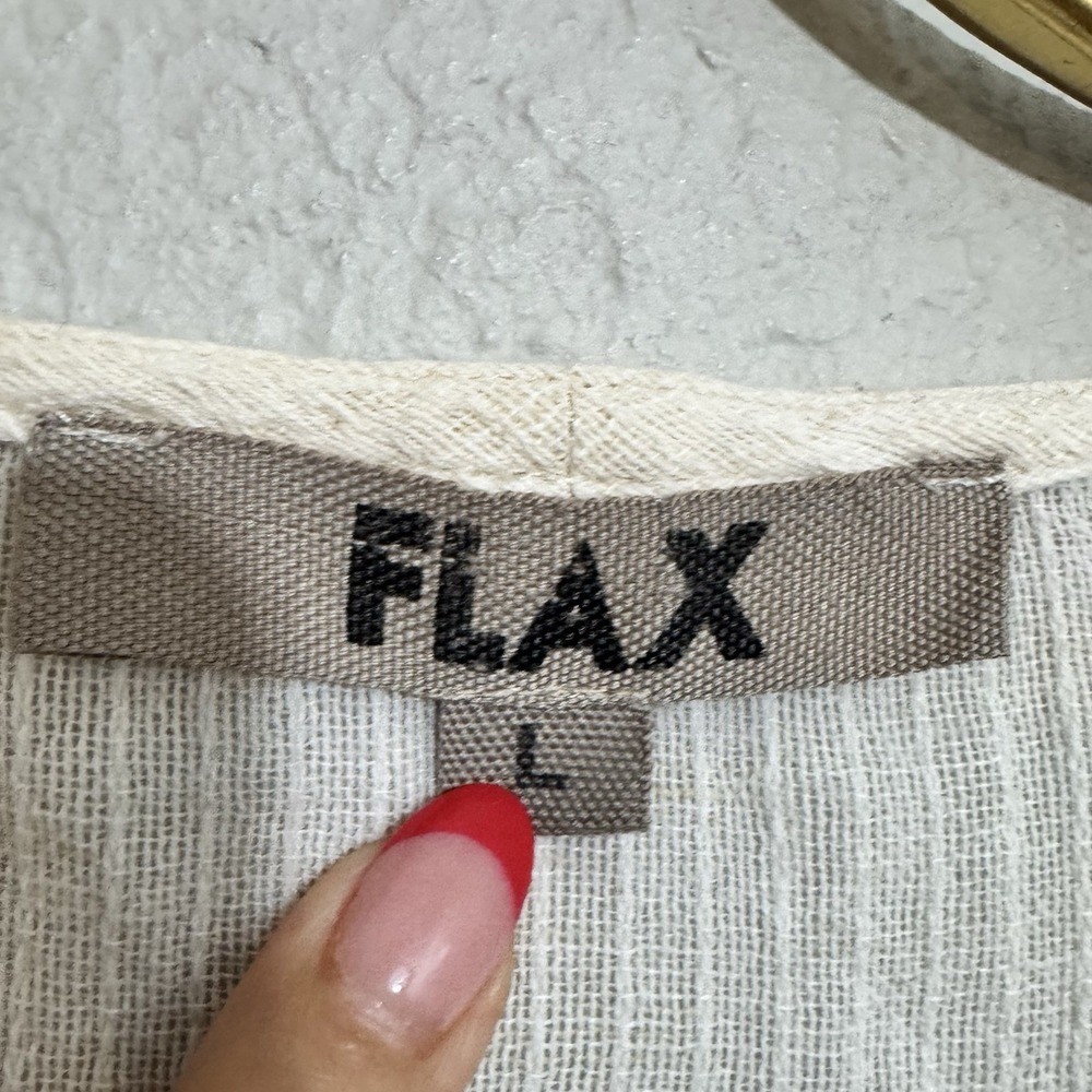 FLAX lagenlook 100%‎ linen sleeveless blouse top L Ivory - Picture 2 of 3